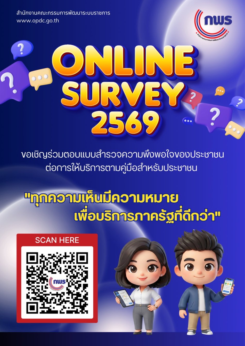 สำรวจความพึงพอใจของประชาชนต่อการให้บริการของหน่วยงานภาครัฐ ในปี พ.ศ. 2569